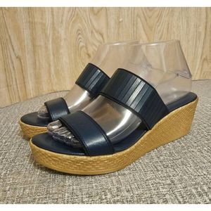 Tuscany by Easy Street Terina Wedge Slide Sandals  Womens Size 8 N Navy Shoes